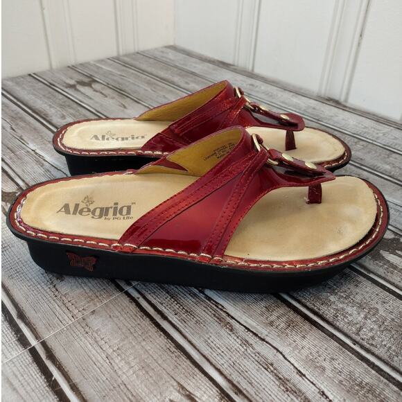 Alegria | Sangria Red Patent Leather Sandals #POR-124 Women's 40 / US 9.5-10 - Picture 2 of 9